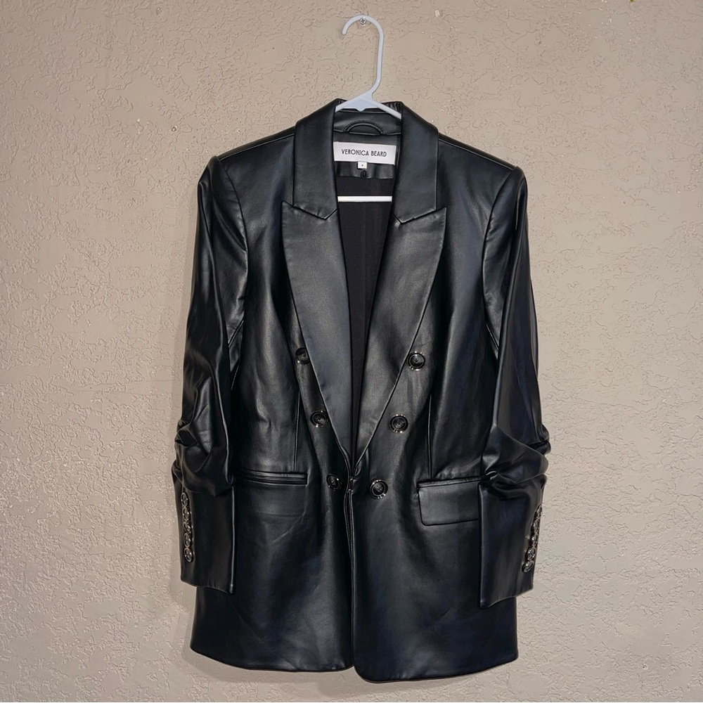 Veronica Beard | Beacon Faux Leather Blazer Size: 8 - Picture 3 of 9